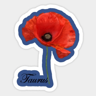 Taurus Horoscope Zodiac Poppy Art Hand Drawn Sticker